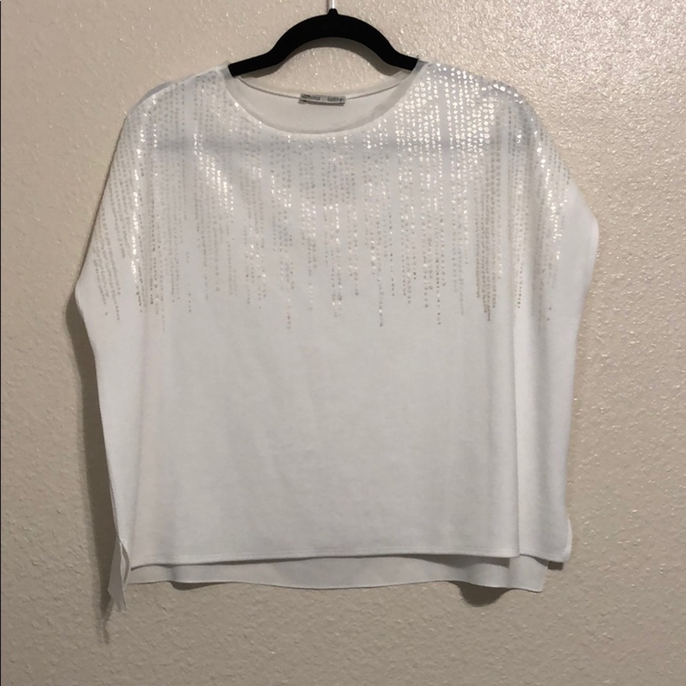White with Gold Sparkle Top
